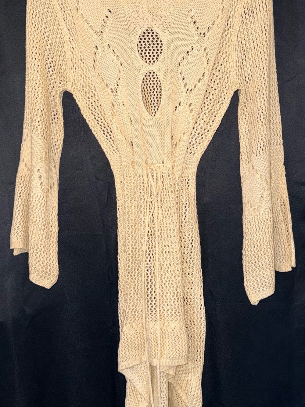 Crochet Open-Knit Cream Beach Cover-Up